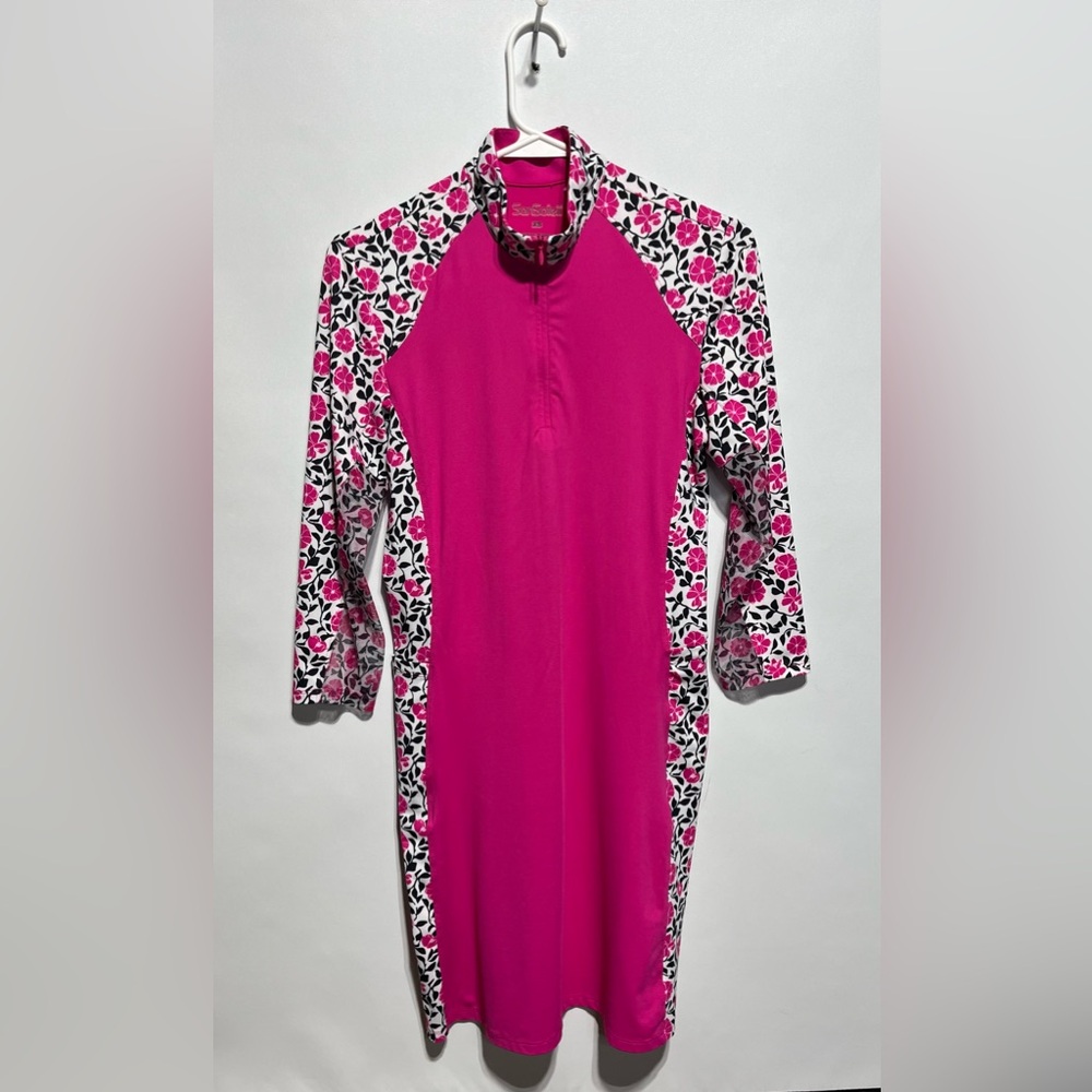 SanSoleil 3/4 Sleeve‎ Dress - Morning Glory - Fuchsia Size X-small